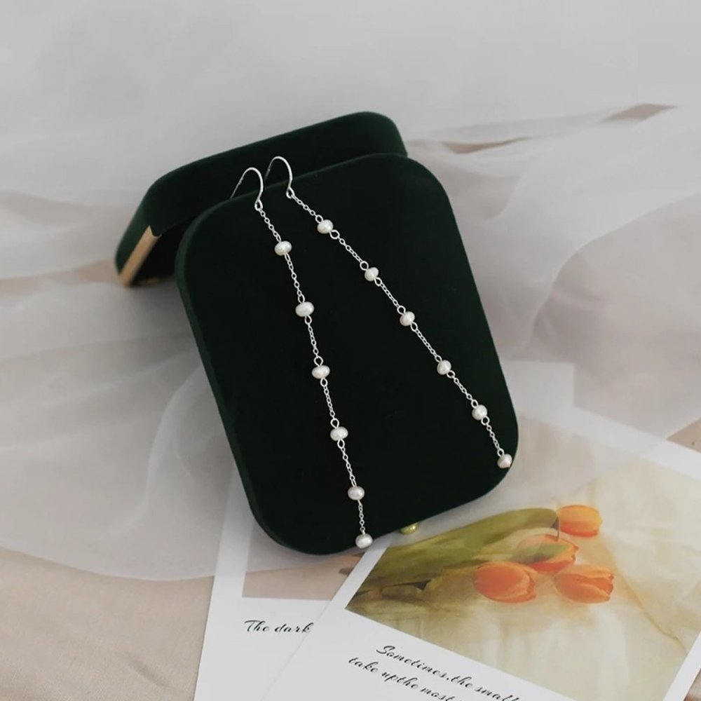 Real Dainty Pearls S925 Earrings - Picture 6 of 13